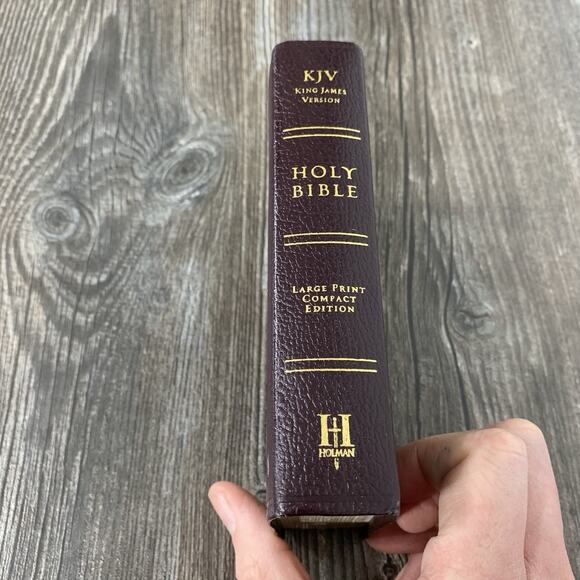 Holman KJV Burgundy Leather Large Print Compact Bible WOC in Red Letter - Picture 2 of 12